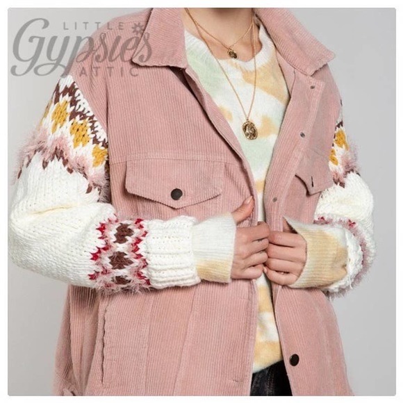 POL Winter Corduroy & Knit Sleeve Jacket - Picture 6 of 13